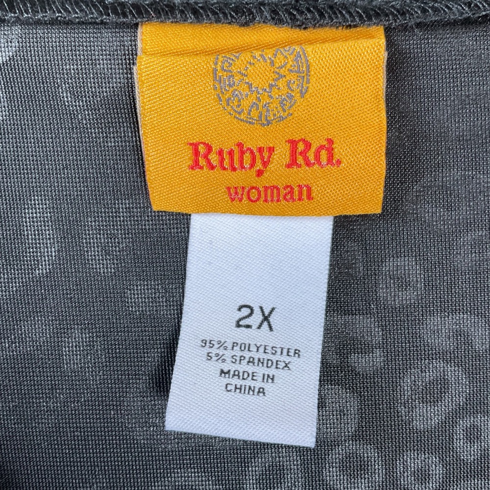 Ruby Rd Tunic Woman 2X‎ Black NEW Velvet Burnout Leopard Animal Print 87253 IJ - Picture 4 of 9